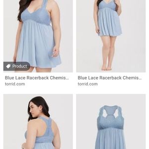 Torrid blue lace racerback nightgown